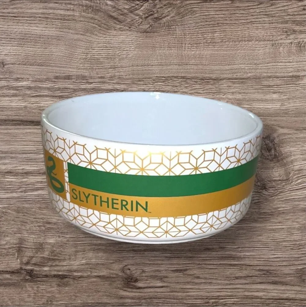 Harry Potter Wizarding World Slytherin Ceramic Dog Pet Bowl Green Gold 6 Inch